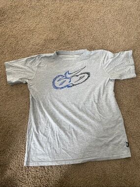 Nike Gray Short Sleeve Tee with Blue & Black Logo